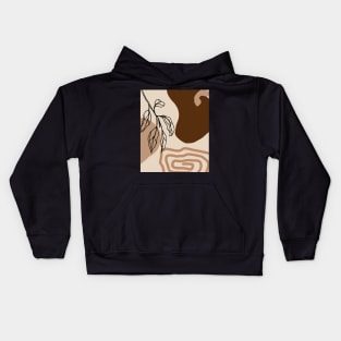 Minimal Modern  Abstract Shapes  Leaves Warm Tones  Design Kids Hoodie